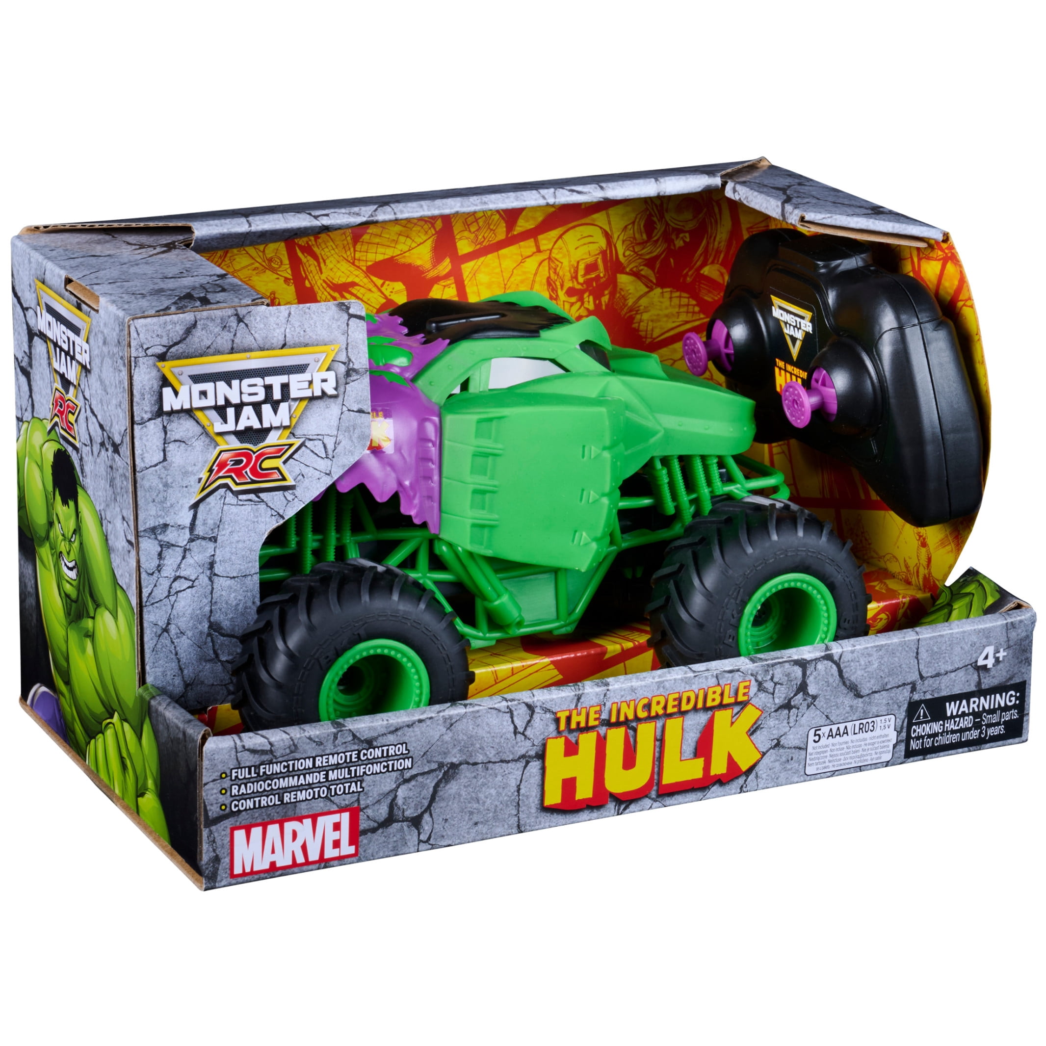 Monster Jam Marvel The Hulk RC Monster Truck, 1:24 Scale, for Kids Ages 4 and up