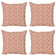 thumbnail image 1 of Ambesonne Floral Throw Pillow Cover 4 Pack, Summer Time Flowers Leaves, 24", Eggshell Dark Coral, 1 of 2