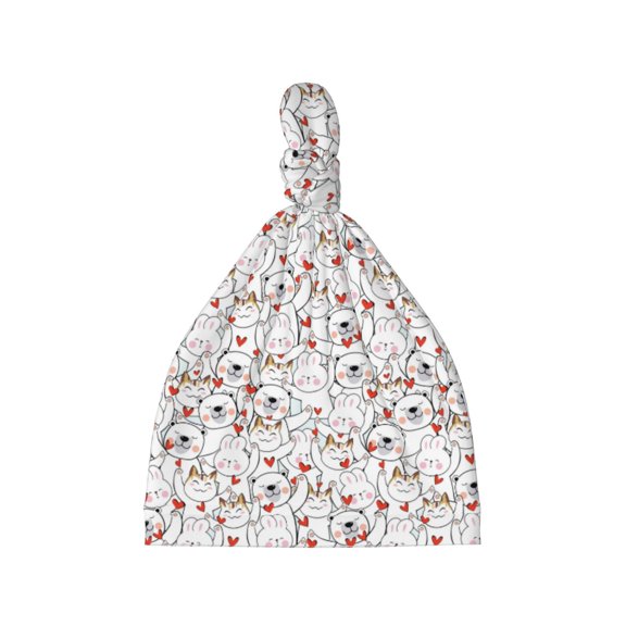 Balery Cat Bear Rabbit Pattern Baby Beanie, Knotted Baby Hat, Infant Hat, Newborn Beanie, Adjustable Beanie, Baby Cap, Newborn Headwear