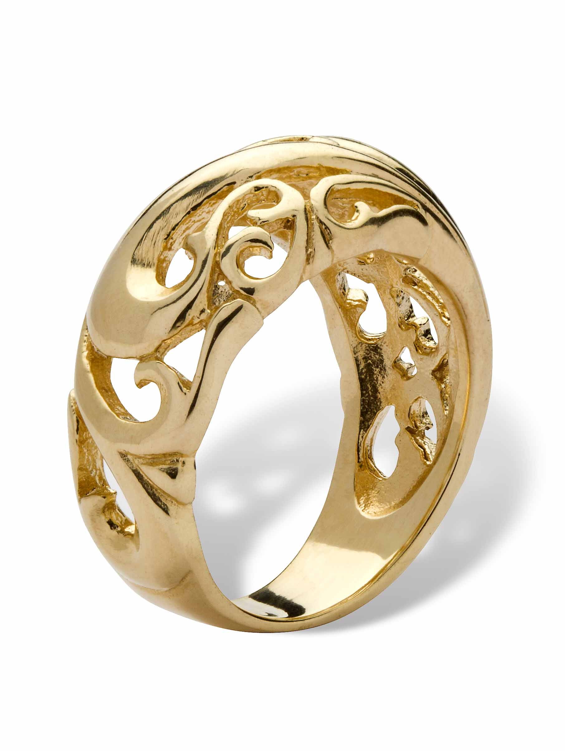 PalmBeach Jewelry 18k Gold-plated Sterling Silver Swirl Dome Ring