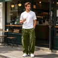 thumbnail image 2 of Resicozy Baggy Sweatpants Men Fall Winter Casual Fleece Wide Leg Drawstring Cargo Sweat Pants Athletic Gym Jogger with Pockets Army Green XL, 2 of 9