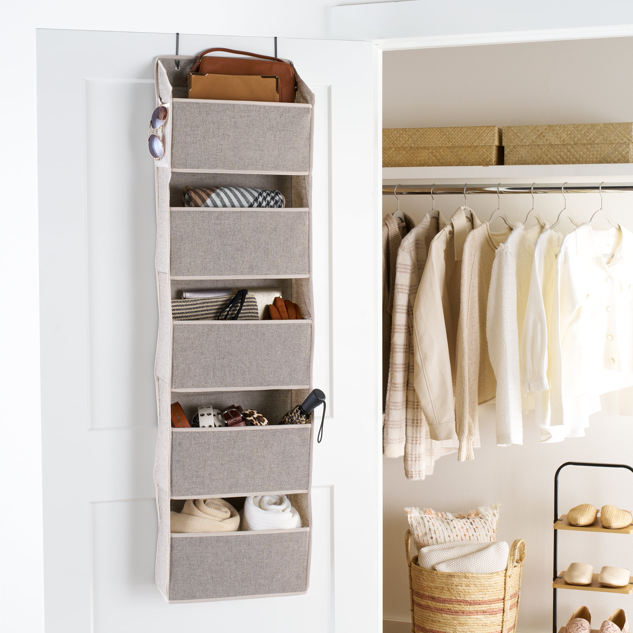 Better Homes & Gardens 5 Tier Over the Door Closet Organizer Shelf with Hooks