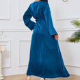 thumbnail image 5 of Uootdi Women's Satin Kaftan Dress V Neck Flowy Maxi Dress Loose Fit Evening Gown Elegant Party Wear Caftan Plus Size Cover Up Trendy Boho Beach Dress Multiple Solid Colors for Special Occasions, 5 of 6