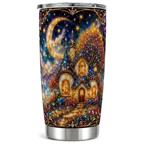 Fairy House Tumbler 20oz, Moon Tumbler, Stainless Steel Travel Cup