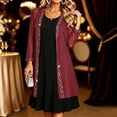 thumbnail image 6 of HongQid Women's Sheer Chiffon Cardigan, 3/4 Sleeve Open Front Duster Rhinestone Trim Edge, Lightweight Layering Jacket Wedding Formal Elegant Evening Outfit Clothing Ladies Dressy Cover Up, 6 of 7