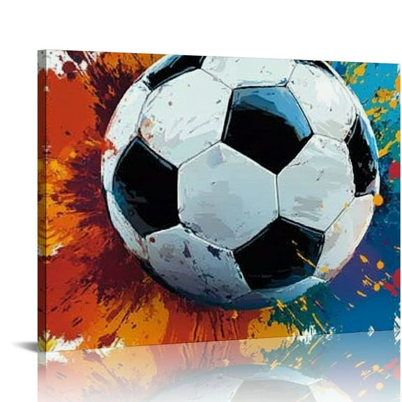 FCXZI Canvas Wall Art For Bedroom Office Wall Decor, Colorful Football Soccer Wall Decorations For Living Room Painting Pictures Artwork For Modern Prints Home 16x12in