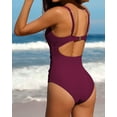 thumbnail image 4 of Charmo Womens V Neck One Piece Swimsuit High Cut Backless Cut Out Bathing Suits Swimwear, 4 of 5