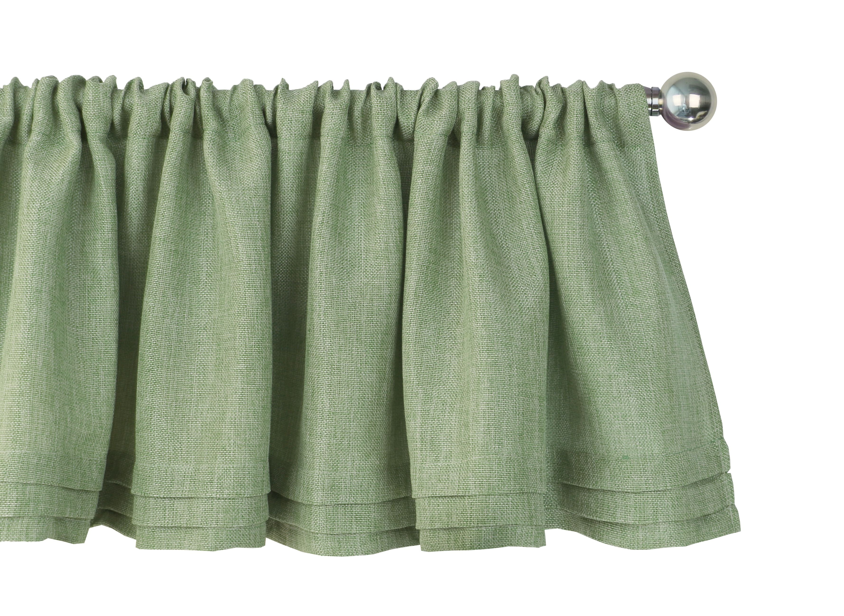 Aiking Home SemiSheer Faux Linen Pleated Valance 56 By 14 Inches, Moss