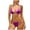 Purple, variant on USNSM Two Piece Sexy Swimwear for Women Tie Up Bikini Top with Cheeky Triangle Thong Halter Lace Up Pearl Decor Shiny Faux Leather Swimsuit Red M