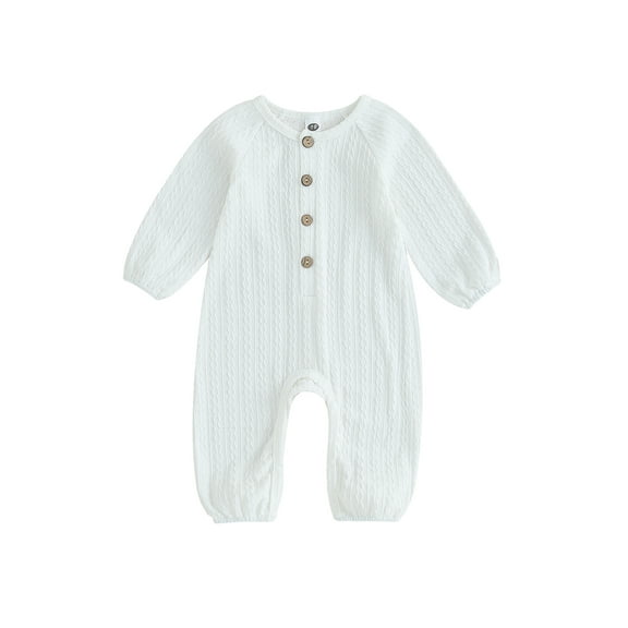 Wassery Infant Baby Bodysuits for Boys Girls 3M 6M 9M 12M 18M Newborn Autumn Clothes Solid Color Long Sleeve Wave Stripe Romper Jumpsuit 0-18 Months