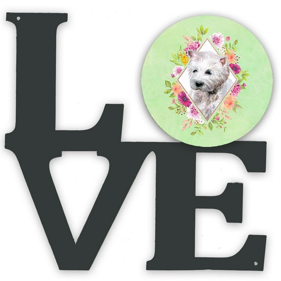 Carolines Treasures CK4353WALV West Highland White Terrier Green Flowers Metal Wall Artwork LOVE 12X12 multicolor