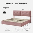 thumbnail image 5 of 4 EVER WINNER King Bed Frame, King Size Bed Frame with Headboard, Boucle Bed Frame with Removable Pillow Upholstery, No Box Spring Required, Easy Assembly, Pink, 5 of 6