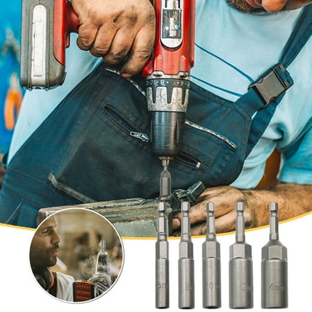 

Wmkox8yii 5Pcs Electric Drill Sleeve Wind Batch Sleeve Head Deepened Inner Hexagonal Electric Screwdriver Batch Head Nut Wrench