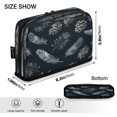 thumbnail image 3 of Pencil Bag with Magnetic Foldable Base Large Capacity Stand-Up Pencil Case Durable Nylon Pen Pouch Deep Gray Feathers and Pinecones, 3 of 7
