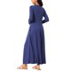 thumbnail image 3 of INSPIRE CHIC Vestidos largos de otoño para mujeres, vestido maxi A-line con botones, mangas largas y bolsillos, M Azul profundo, 3 of 6