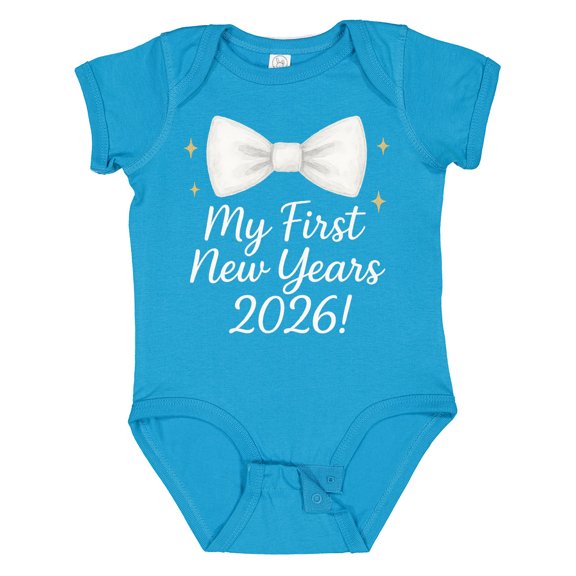 Inktastic My First New Year's 2026 Bow Tie Boys or Girls Baby Bodysuit