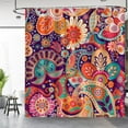 thumbnail image 2 of Boho Paisley Floral Shower Curtains - Mandala Indian Bohemian Colorful Flowers Bath Shower Curtain Set with 12 Hooks for Adults Kids Bathroom Decor Accessories, 72"x72", 2 of 6