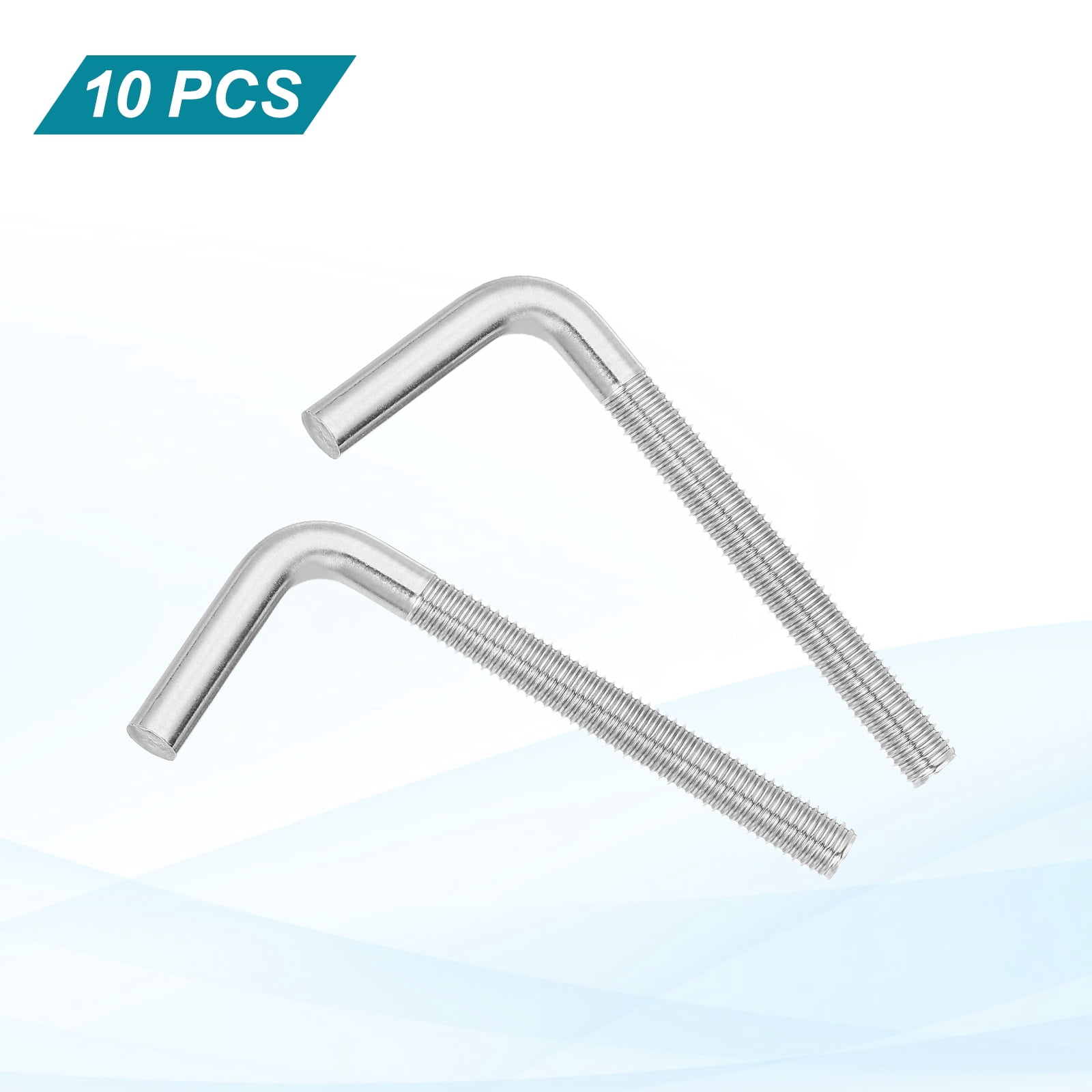 Uxcell M8x80mm 7/L-Shaped Right Angle Bolt Screw, 304 Stainless Steel L Shape Foundation Bolt Long Square Bend Screw, 10 Pcs