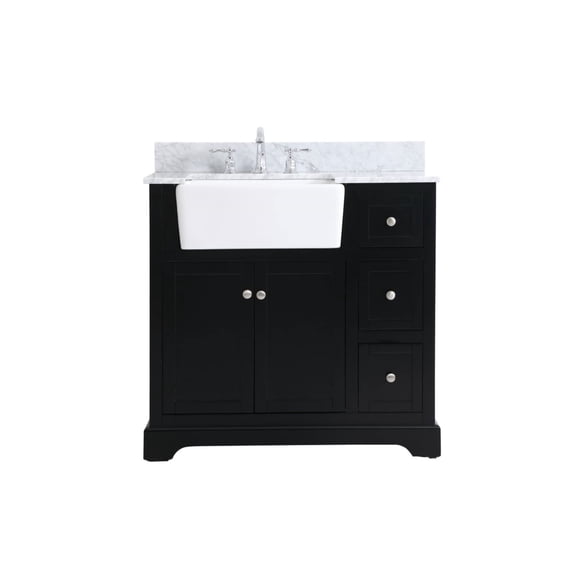 Elegant Decor Franklin 36" Wood Single Bathroom Vanity with Backsplash in Black
