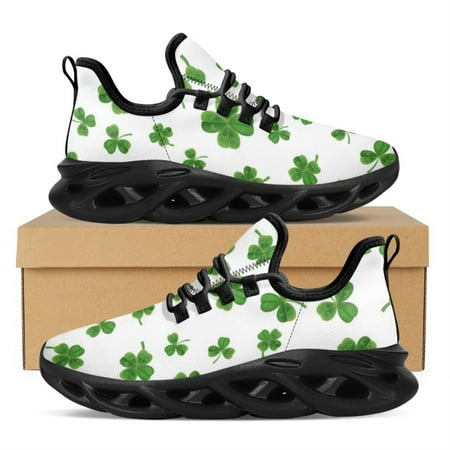 

Lucky Green Shamrock Brand Design Platform Shoes Breathable Lightweight Sneakers St. Patrick s Day Street Trend Lace-Up Shoes