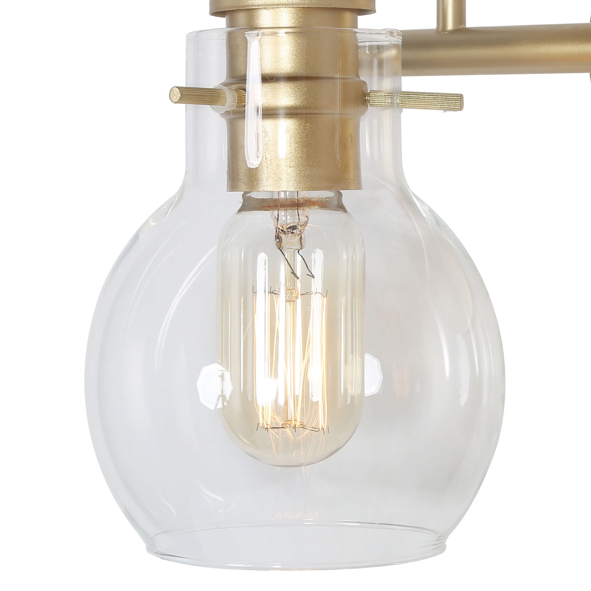 LNC 2-Light Modern Matte Gold and Globe Clear Glass LED Vanity Light For Bathroom