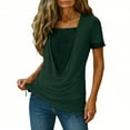 thumbnail image 2 of TaTaai Women's Sequin Color Block Top, Lightweight Soft, Relaxed Fit, Short Sleeve Cowl Neck, Ruching Layered, Casual Trendy Spring Summer Multi-Color Gift, 2 of 9