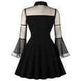 thumbnail image 3 of Women's Keyhole Mesh Bell Long Sleeves Gothic Cocktail Vintage Dress, 2023 Spring Dress,black,L, 3 of 6