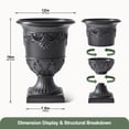 thumbnail image 6 of DR.Planzen 16 x 12 Inches Classic Urn Planter, Plastic Flower Pots for Indoor & Outdoor Use, Lightweight Planters for Garden, Patio, Porch, Wedding & Event Decor, 6 of 8