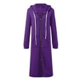 thumbnail image 4 of UJNDER Women's Jacket Winter Warm Long Hooded Zip Up Coat Soft Loose Outerwear Casual Pullover Sweatshirt Comfortable Stylish for Women Dark Purple XXXL, 4 of 5