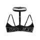thumbnail image 5 of Womens Wet Look Patent Leather Lingerie Halter Neck Adjustable Spaghetti Shoulder Straps Open Cups Wire-free Shelf Bra Top, 5 of 5