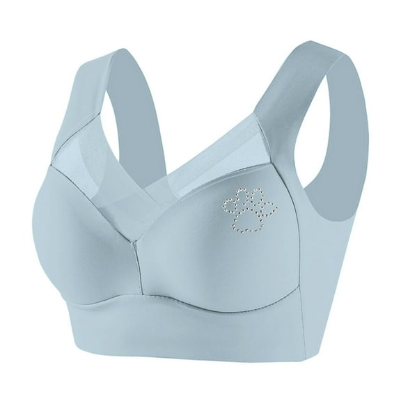 TEAJOPSUU Womens Wireless Bras Comfortable Push Up Bra No Underwire Bra Full Support Rhinestone Bralette Everyday Wear Seamless Tshirt Bras Sky Blue