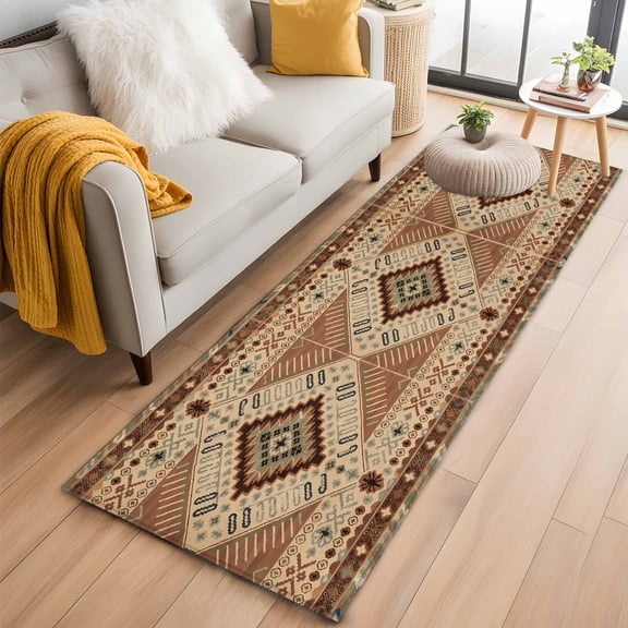 Vintage Geometric Kitchen Runner Rug 2x6 Washable Runners for Hallway Non Slip Southwest Ethnic Modern Large Area Rug Indoor Floor Carpet for Bathroom Laundry Entryway Bedroom Living Room