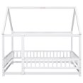 thumbnail image 5 of Full Size Floor Bed for Children, Wooden House Bed Playpen Playhouse Bed Montessori Floor Bed Frame with House Roof Frame & Fence for Girls Boys, No Box Spring Needed, 79.5”L x 60.0”W x 73.8”H, White, 5 of 7
