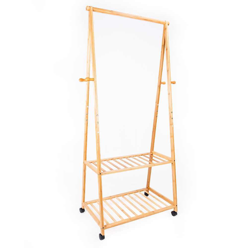 Movable 2layer Storage Rack Shelf Portable Practical Storage Clothes