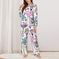 thumbnail image 2 of Balery Summer with Flamingo Conjunto de Pijama con Estampado para Mujer, Conjunto de Dos Piezas con Manga Larga, Ropa de Dormir Suave con Bolsillos, Pijamas Cómodos-Large, 2 of 7