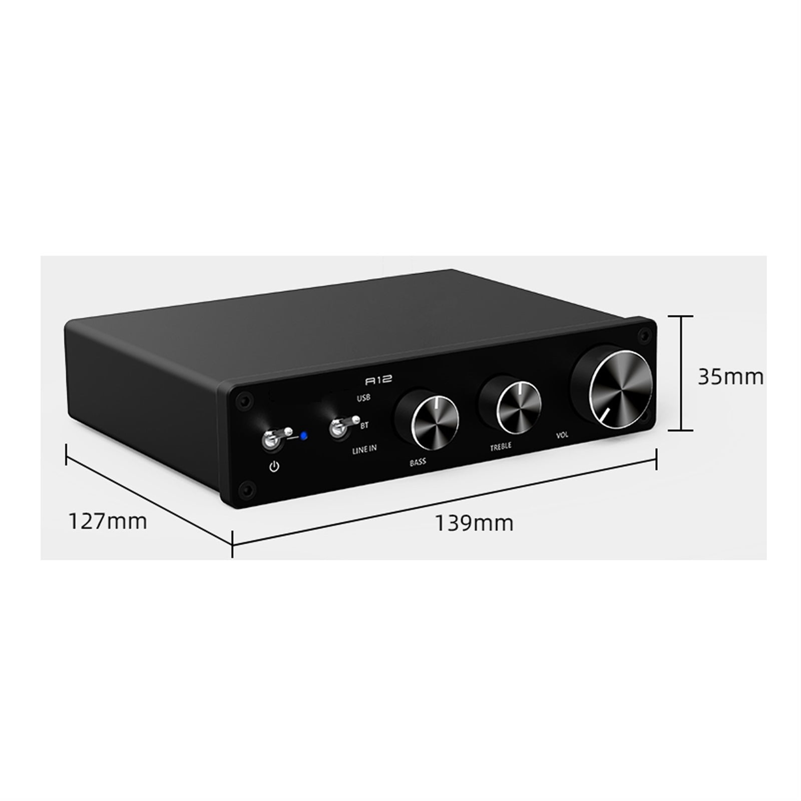 A12 Digtal Hifi Sound Power Amplifier With Class D Stereo Amp Treble & Bass For Home Theater Speakers BT5.0