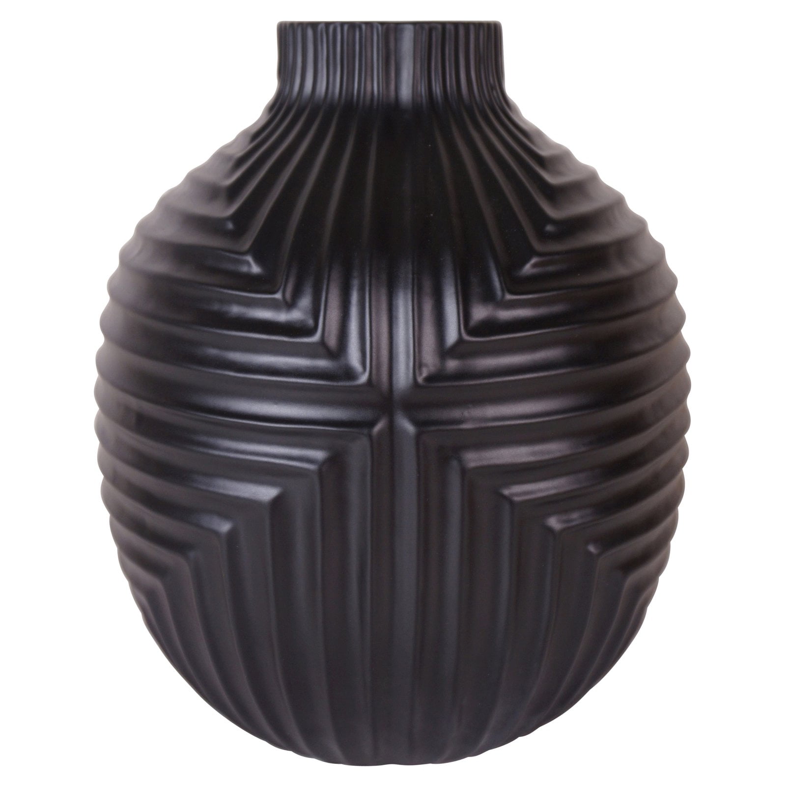 SageBrook Home Black Striped Texture Vase