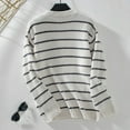 thumbnail image 4 of BXINGOHAI Women's Sweaters Casual Long Sleeve Ribbed Knit Pullover Striped Crewneck Jumper Tops Outdoor Fashion Sweater Beige,L, 4 of 6