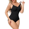 thumbnail image 4 of INSPIRE CHIC Bodysuits for Women Tummy Control V Neck Backless Camisole Thong Leotard with Adjustable Straps XL Black, 4 of 5