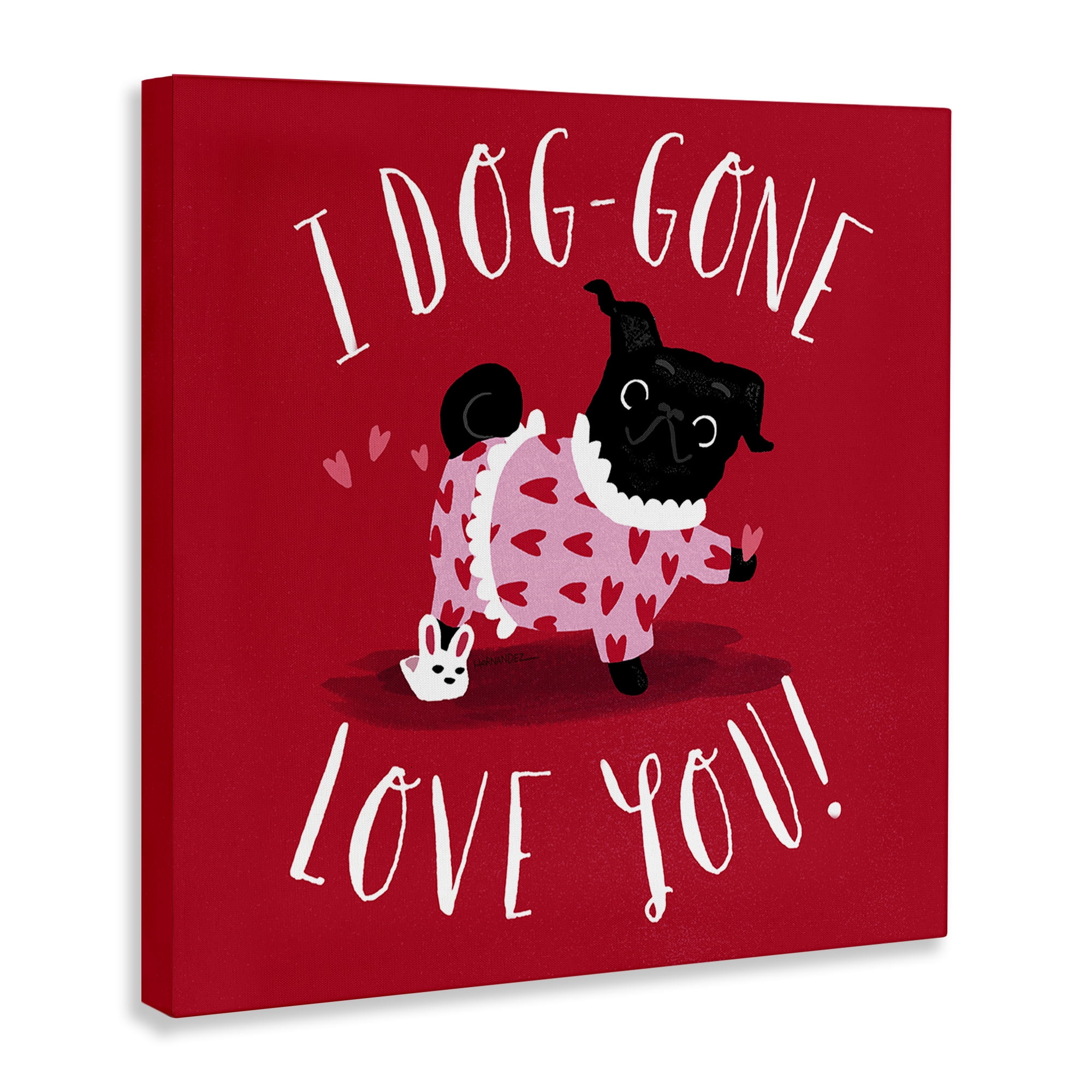 Stupell Industries Dog-Gone Love You Animals Painting Wrapped Canvas Art Print Wall Art, 30 x 30