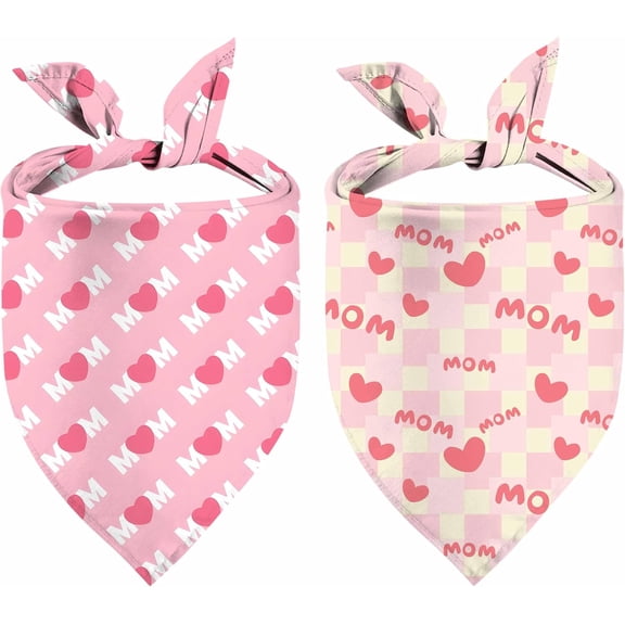 Mother Day Dog Bandanas, I Love Mom Dog Scarf, Accessories for Medium Large Dogs