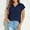 Navy womens blouses and tops dressy, variant on Wycnly Womens Blouses and Tops Dressy Beach Holiday Casual Solid Lapel Loose Fit Lightweight Chiffon Jacquard Tshirts Summer Plain V-Neck Short Sleeve Cute Tees Tops Pink XL