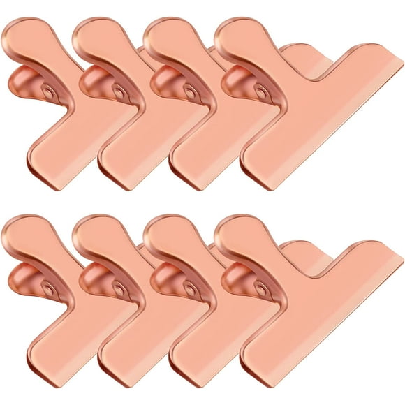 SHAR Rose Gold Chip Clips, Set of 8 Stainless Steel Chip Clips, Chip Clips, Bag Clips, Food Bag Clips, Food Packaging Clips, Chip Bag Clips - Airtight Seal, Clips snack containers, kitc
