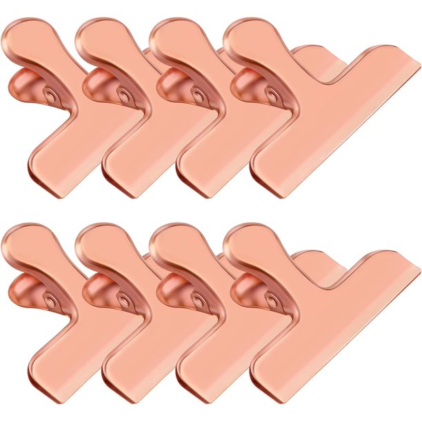 Clips para virutas de oro rosa, paquete de 8 clips para virutas de acero inoxidable, clips para virutas, clips para bolsas, clips para bolsas de alimentos, clips para envases de alimentos, clips para