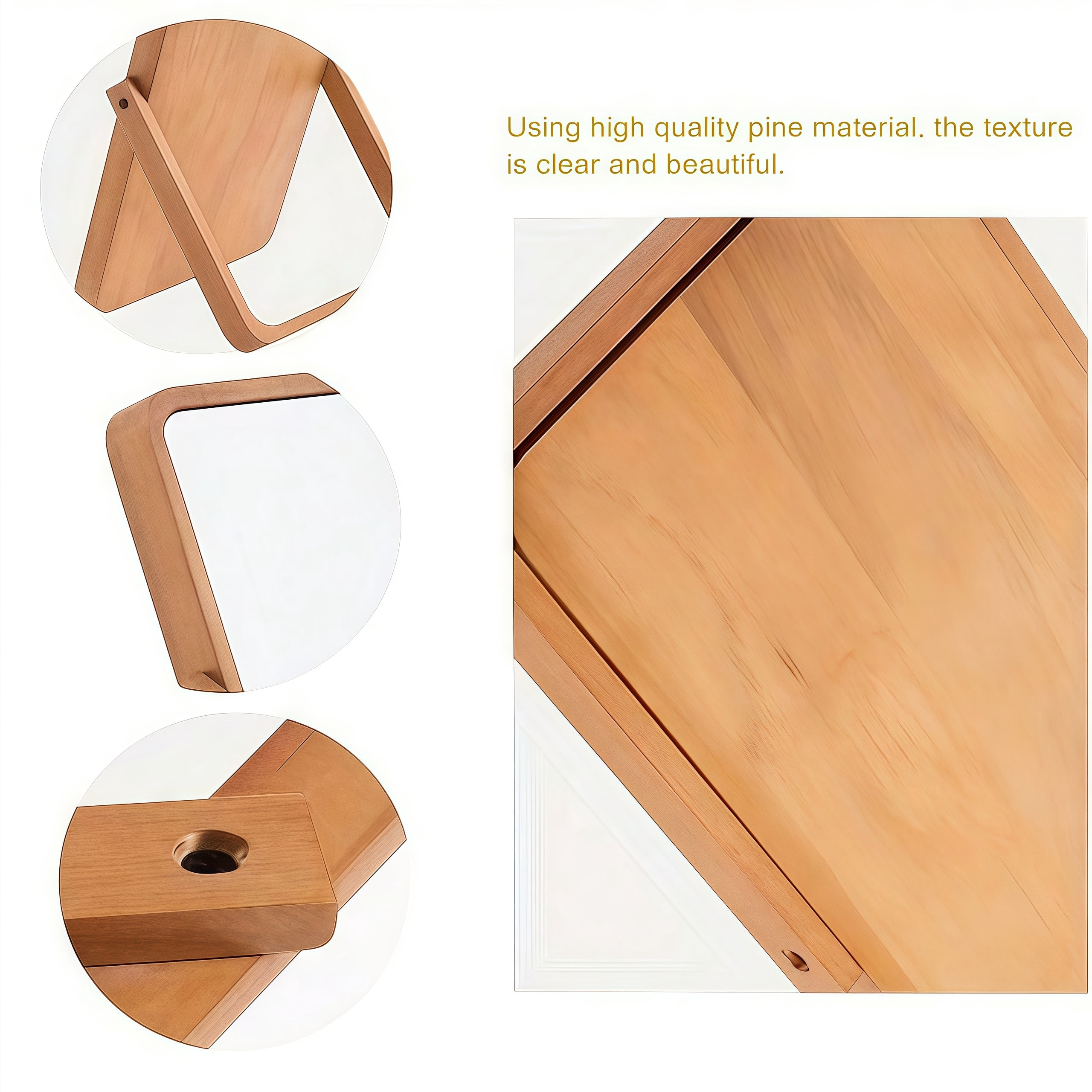 Natural Bamboo Mirror Vintage Wood Table Vanity Makeup Mirror Rectangle Standing 360 Degree Rotation Desk Mirror Decor for Living Room, Bedroom, Entryway