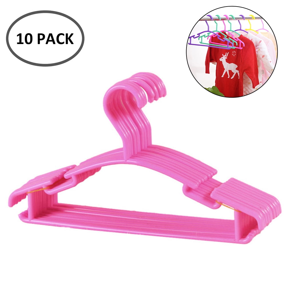 10 Pack Kids Hangers Plastic Baby Clothes Hanger for Trouser Wardrobe Coat Closet PP Hanger Pink
