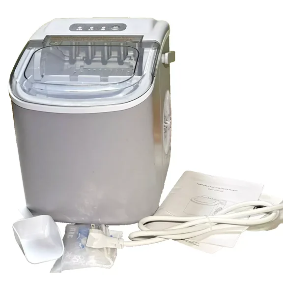 Open Box AGLUCKY PORTABLE ICE MAKER MACHINE COUNTERTOP WITH HANDLE - GRAY