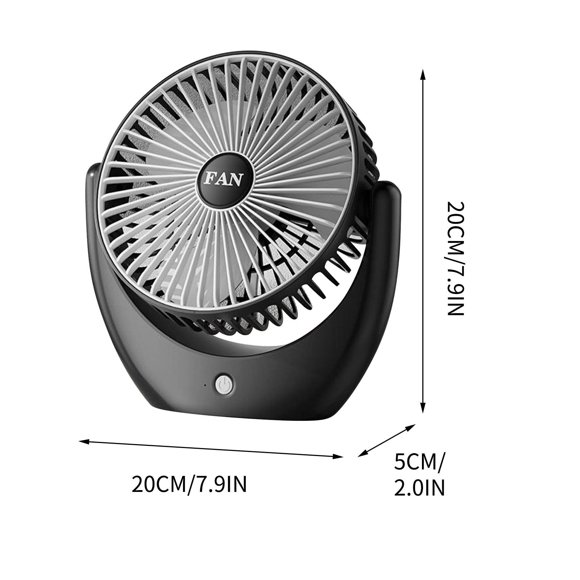 EARKITY Desk Fan, Table Fan, Air Circulator Desk Fan, Rechargeable Battery Operated Portable Fan, Mini Personal Fan, 3 Speeds Adjustable Head 271°Rotatable, for Home Office Bedroom Table and Desktop