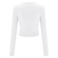 thumbnail image 5 of Arlun,Womens Plain Thin T Shirts Casual Crew Neck Stretchy Tight Tops Women's Soft Comfortable Lightweight Breathable Long Sleeve Finger Button Workout Tshirts White S, 5 of 8