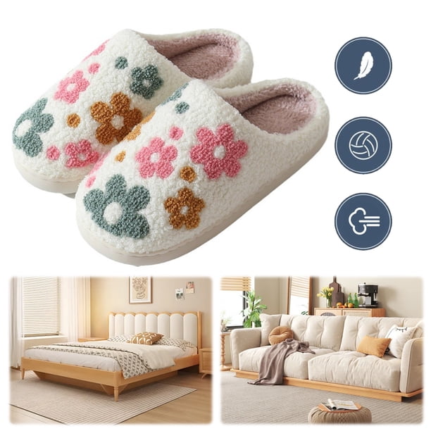 Slippers Pareja Esponjosa Zapatos Casa Lujo Flores para Hombres Mujeres